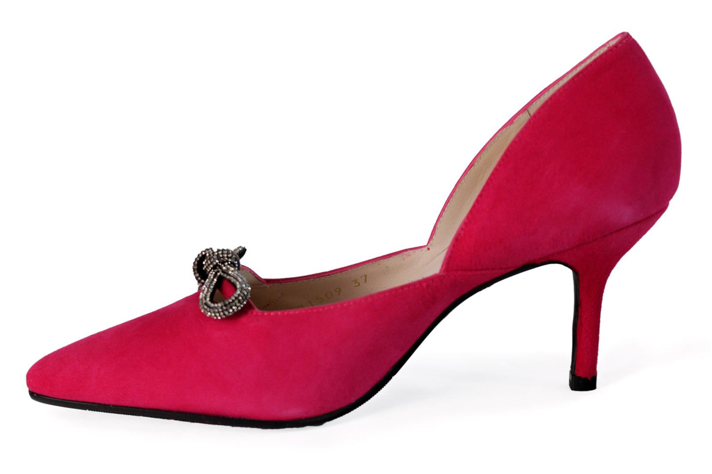 Pinke Pumps mit Glitzer-Schleifchen