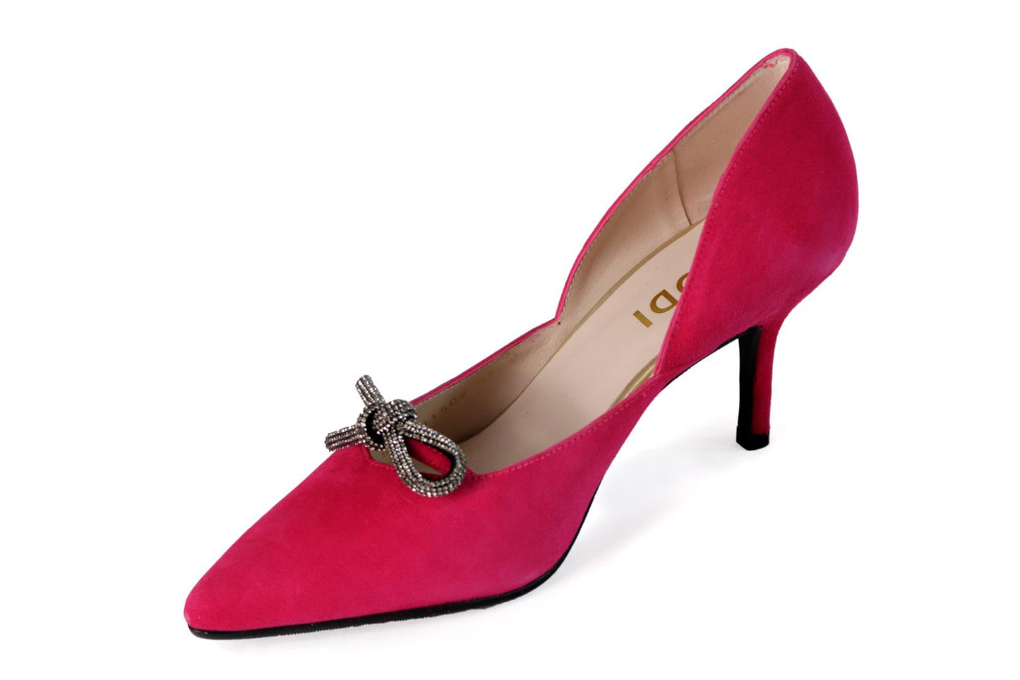 Pinke Pumps mit Glitzer-Schleifchen