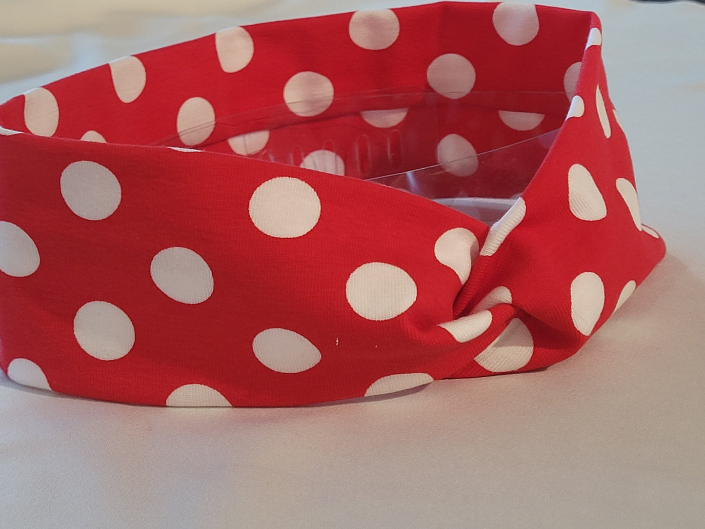 Rotes Haarband mit Punkten aus Baumwolljersey