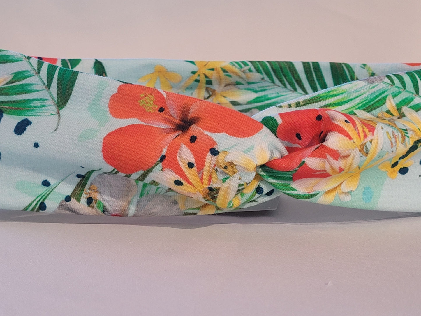 Haarband mit tropischem Blumenmuster in mint