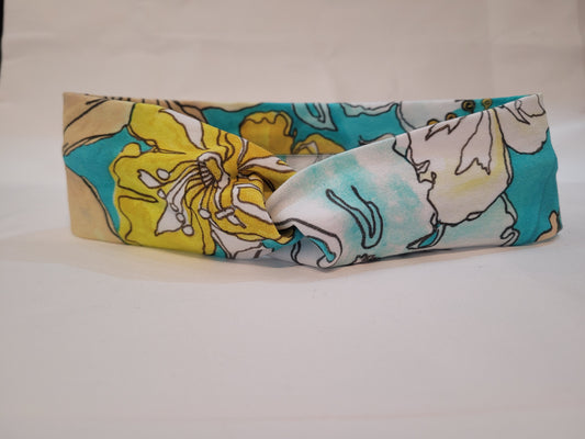 Haarband mit tropischen Blumen in mint