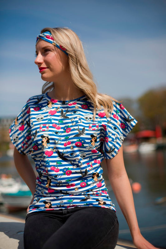 Gestreiftes Kimono- T-Shirt "Sailor"